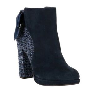 Copper Key Suede Plaid Shimmer Black Heel Bootie Boots